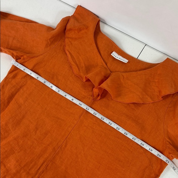 Bryn Walker Sz M Linen Ruffle Top Orange EUC - Picture 6 of 11
